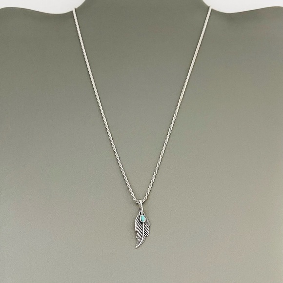 Sterling Silver Small Feather Necklace, Silver Chain, Bird Necklaces, Angle Wing - Picture 8 of 10